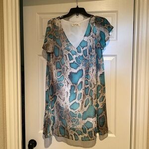 Turquoise snakeskin dress